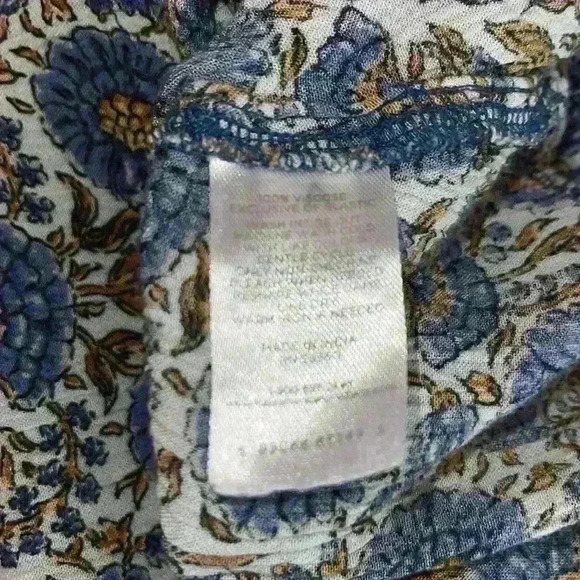 dip spaghetti strap dress blue/beige floral elastic at top and waist size M - Picture 7 of 7